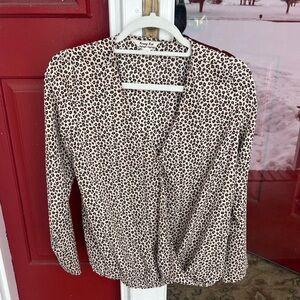 Krazy Kat Leopard Print V Neck Blouse